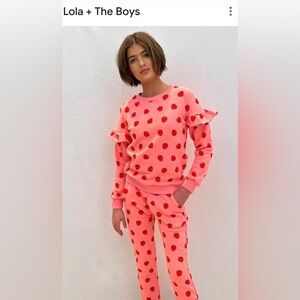 Lola + The Boys Matching Strawberry sweatshirt and pants JOGGER SET  🍓